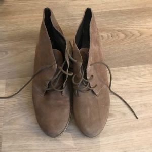 Franco Sarto suede lace up wedge boots